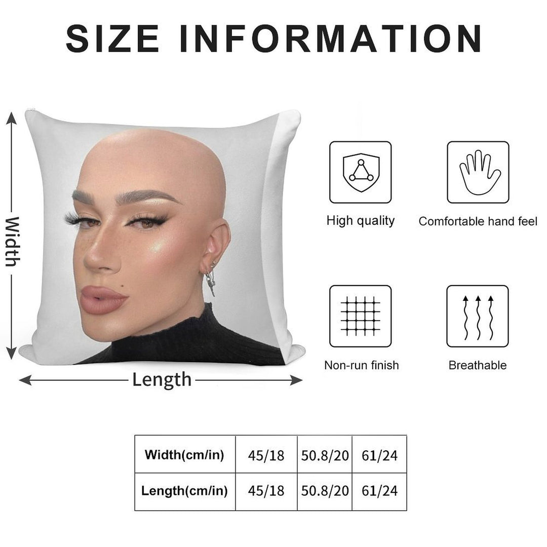 James Charles Bald Soft Reinforced Edging Throw Pillow