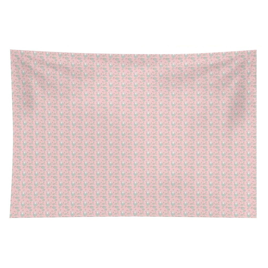 Cute Bunny Teacup Seamless Pattern Pretty Pink Tapestry