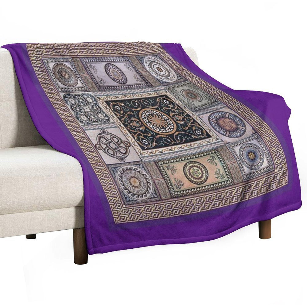 Roman Mosaic - Purple Comfort Throw Blanket