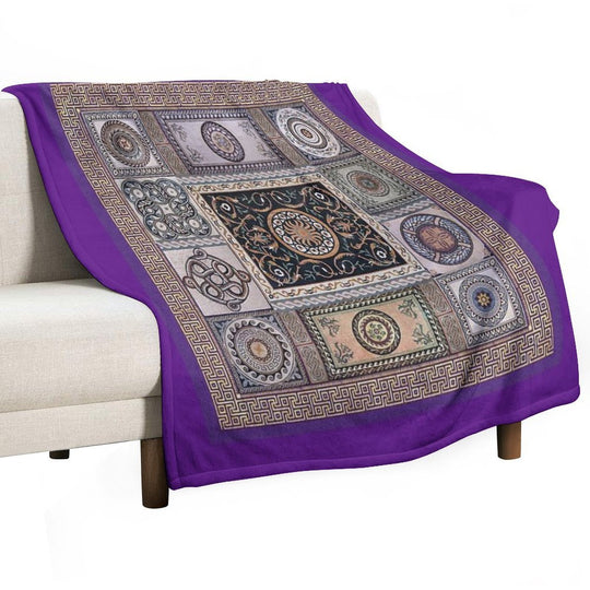 Roman Mosaic - Purple Comfort Throw Blanket