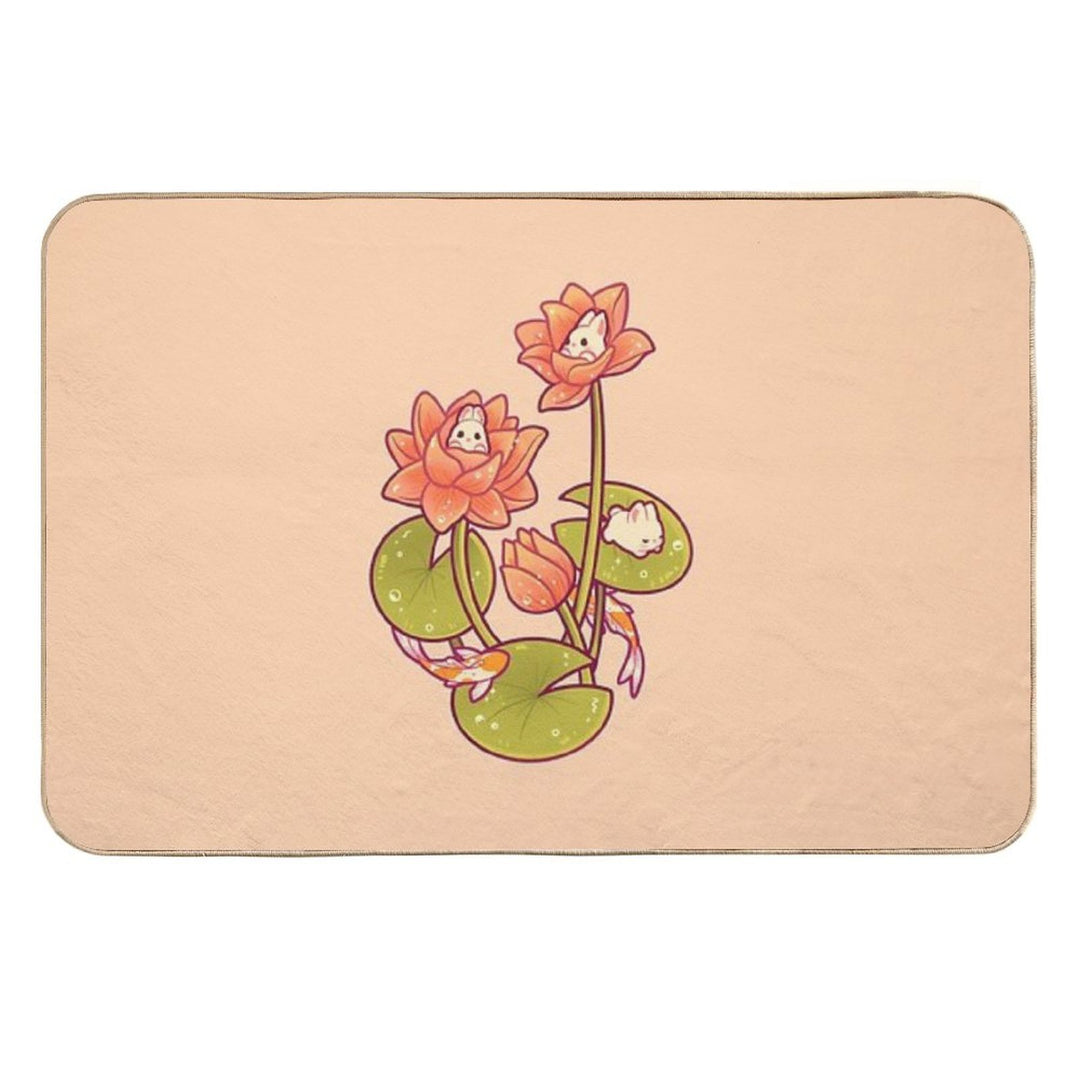 Lotus Bunnies  Slip-Resistant Bath Mat