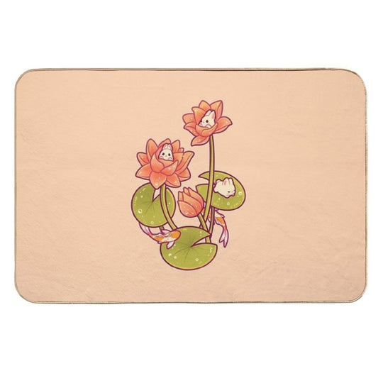 Lotus Bunnies  Slip-Resistant Bath Mat