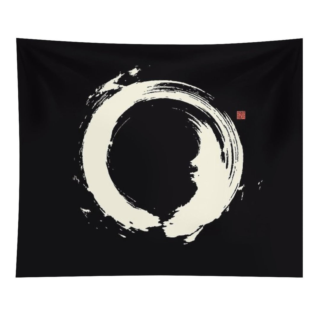 Black Ensō  Japanese Zen Circle Tapestry