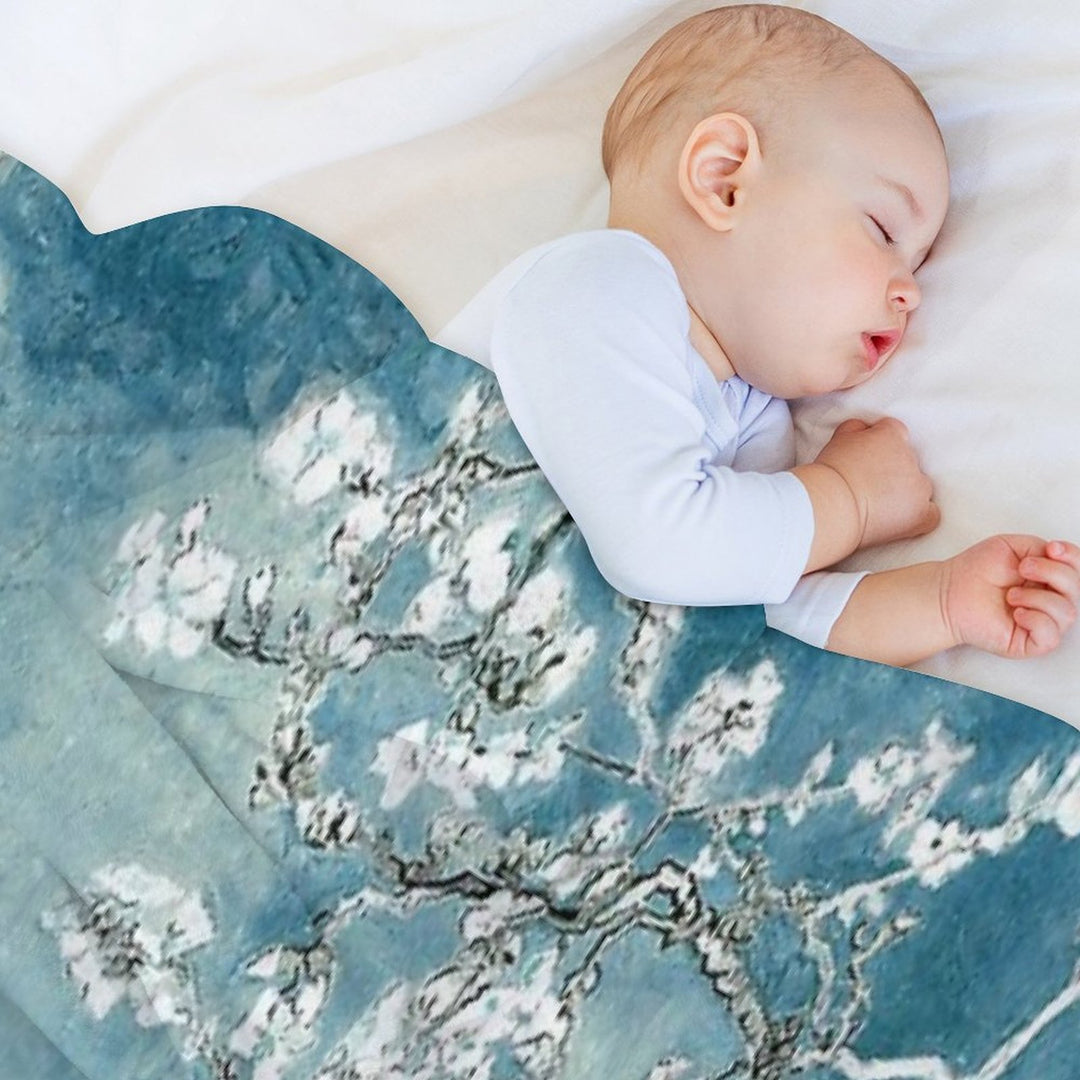 Vincent Van Gogh Almond Blossoms Teal Elegance Machine-washable Throw Blanket
