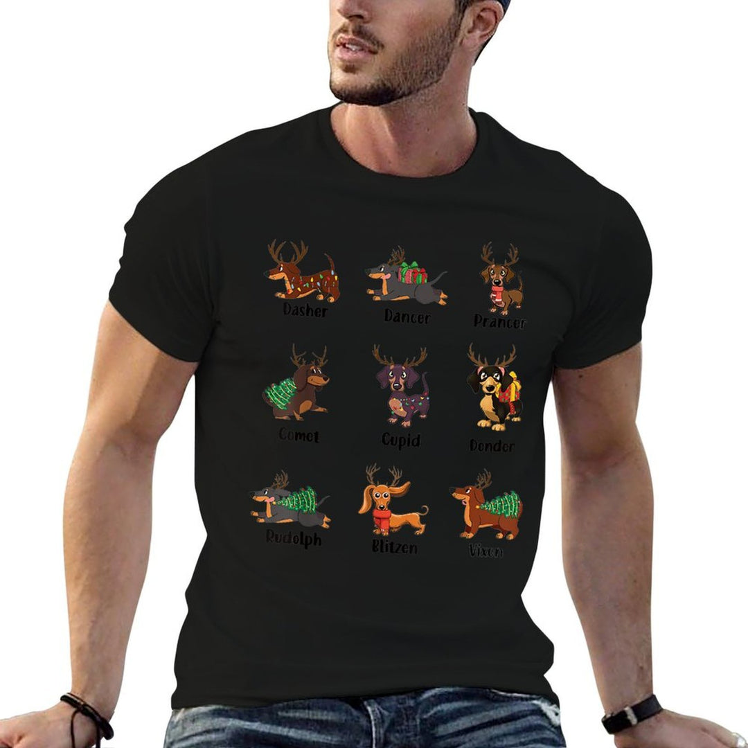 Funny Dachshund Names For Christmas Tshirt Dancer . Dasher  Versatile T-Shirt