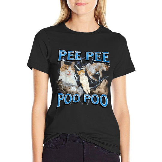 Pee Pee Poo Poo Funny Offensive Cat Meme Bootleg Graphic  Lightweight T-Shirt