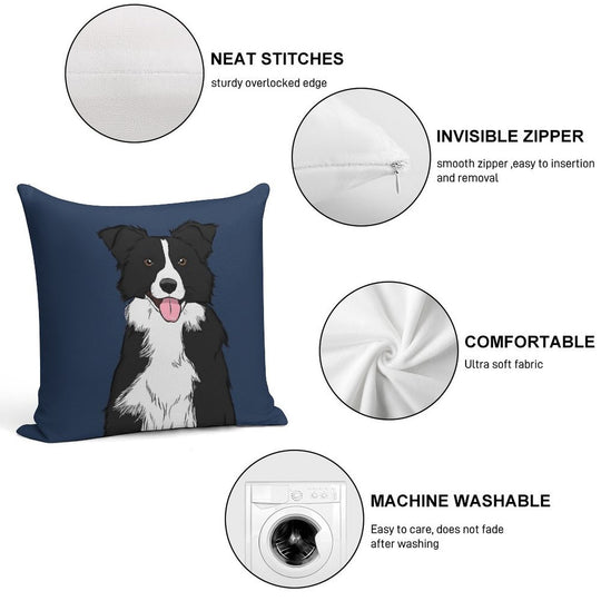 Border Collie Soft High-Density Material Throw Pillow