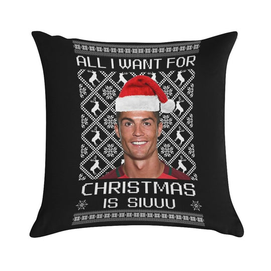 Cristiano Ronaldo Siuuu Christmas Sweater Soft Ultra-Soft Texture Throw Pillow