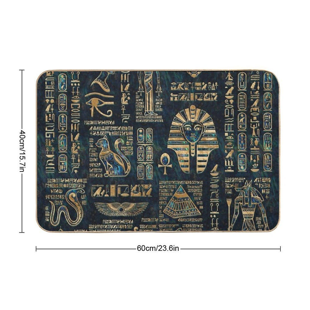 Egyptian Hieroglyphs And Deities -Abalone And Gold  Repositionable Bath Mat