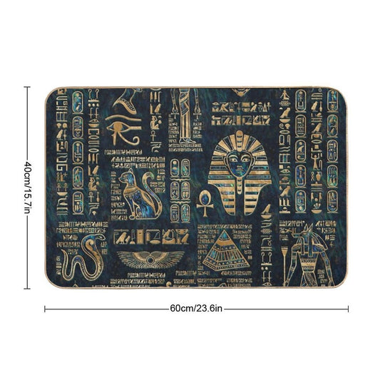 Egyptian Hieroglyphs And Deities -Abalone And Gold  Repositionable Bath Mat