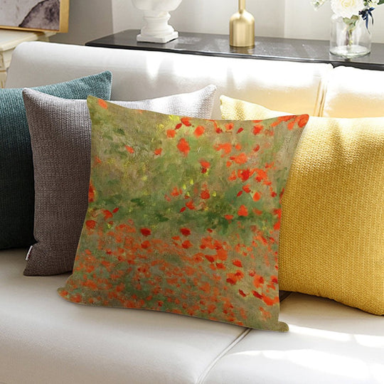 Monet Poppy Field Poppies Only Version Soft High-Density Material Throw Pillow