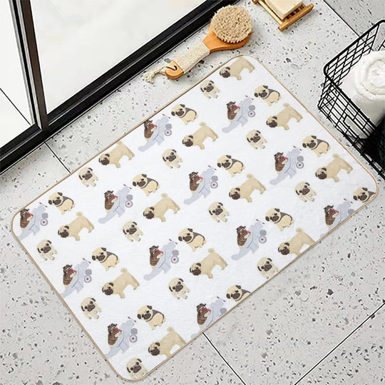 Children of Pugs  Slip-Resistant Bath Mat