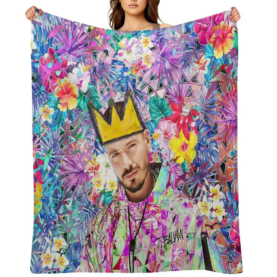 J Balvin Portrait Artwork Travel-friendly Throw Blanket