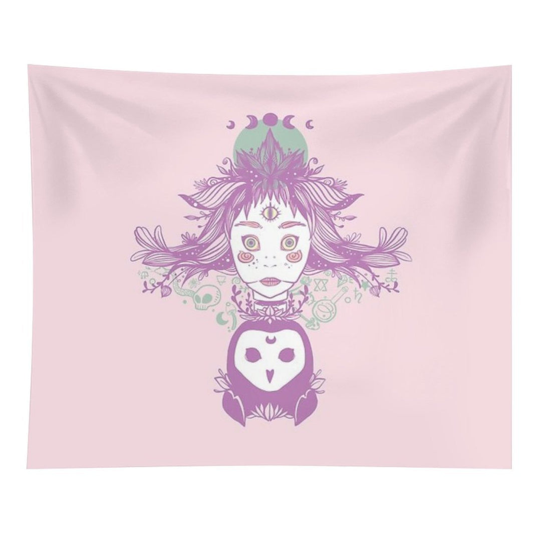 Third Eye Witch With Owl Fantasy Art Tapestry