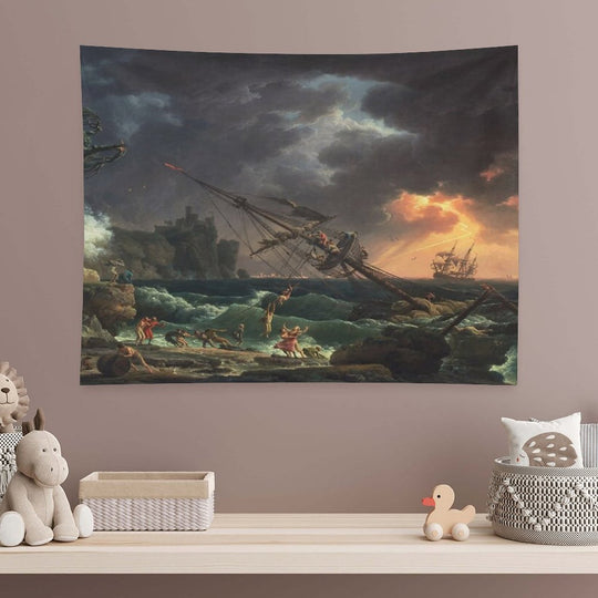 The Shipwreck  Claude-Joseph Vernet  1772 Ocean Storm Marine Ship Art Tapestry