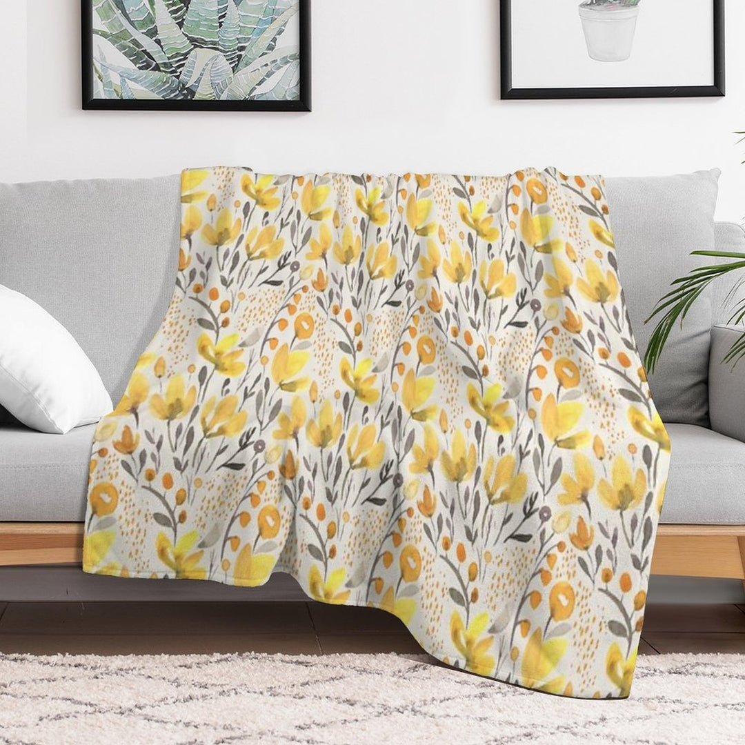 Yellow Field Wrinkle-free Throw Blanket