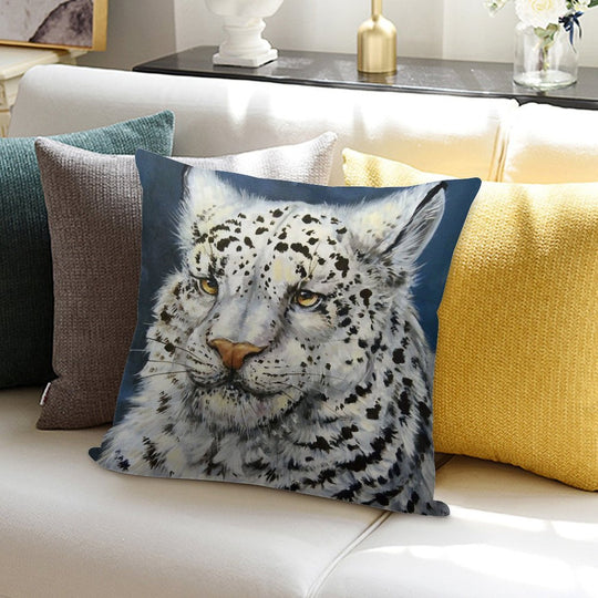 Snow Leopard Soft Hidden Zipper Throw Pillow