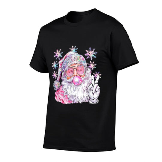 Vintage Retro Santa Christmas Pink Sunglasses Bubble Gum  Stretchy T-Shirt