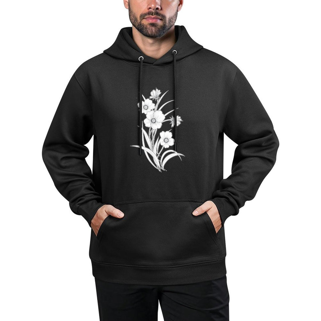 Black And White Flowers Botanical Bouquet Design Adjustable Hood Hoodie