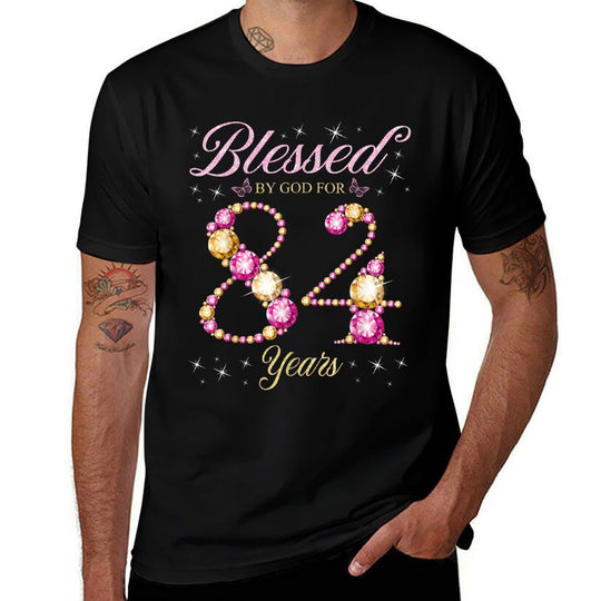 Blessed By God For 84 Years Old 84th Birthday Party  Slim-fit Cut T-Shirt