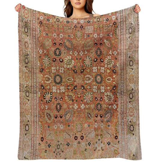 Antique Tabriz Persian Rug Print All-season Throw Blanket