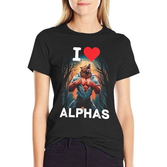 I Love Alphas Wolf Male Strong Furry Werewolf  High-quality Stitching T-Shirt