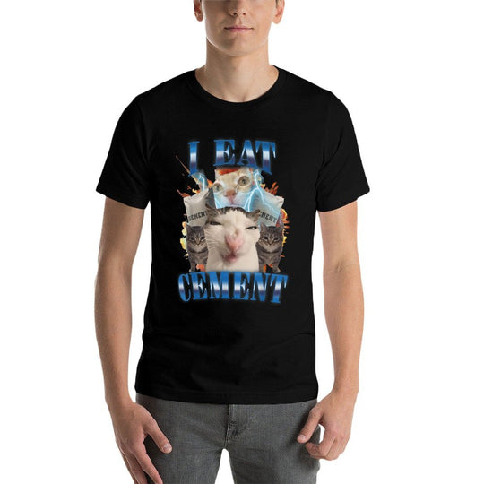 I Eat Cement Cursed Cat Funny Oddly Specific Dank Meme  Vintage-inspired T-Shirt
