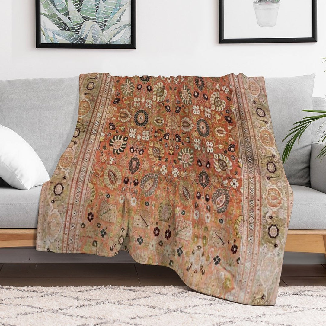 Antique Tabriz Persian Rug Print All-season Throw Blanket