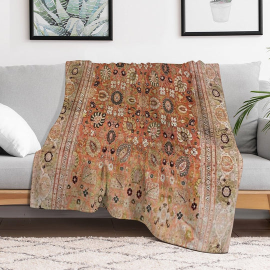 Antique Tabriz Persian Rug Print All-season Throw Blanket