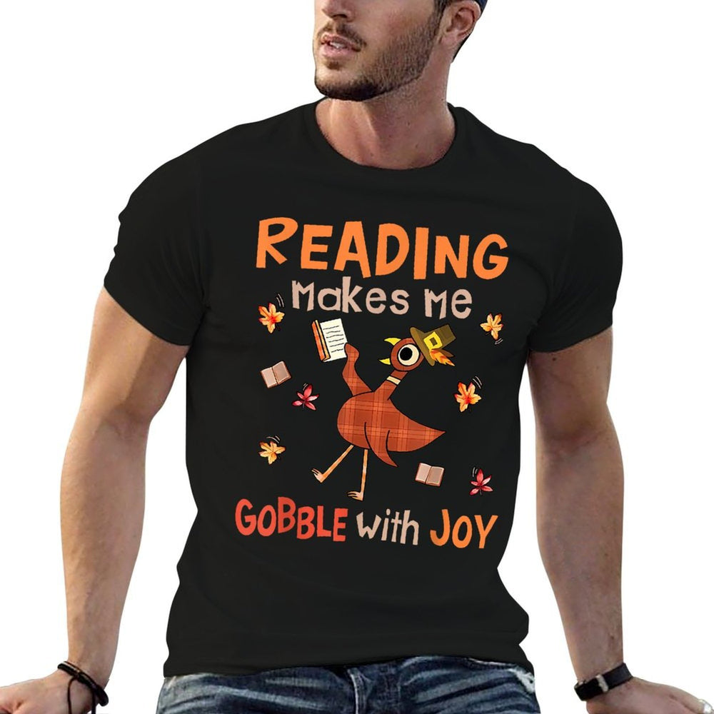 Reading Makes Me Gobble With Joy Turkey Reading Book  Soft T-Shirt