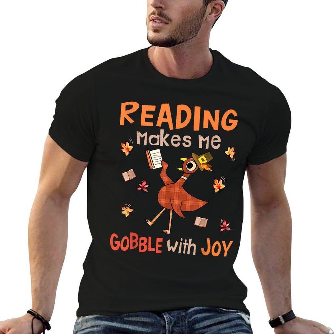 Reading Makes Me Gobble With Joy Turkey Reading Book  Soft T-Shirt