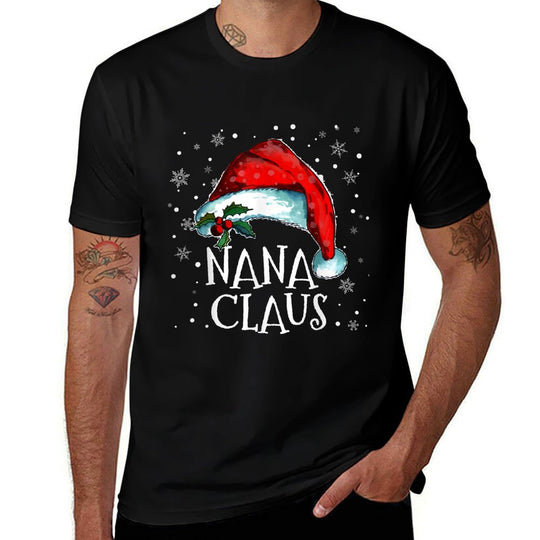 Nana Claus Grandma Santa Claus Funny Family Christmas  Ribbed Collar T-Shirt