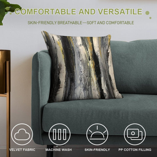 Birch Trees Black And White Soft Luxury Feel Throw Pillow