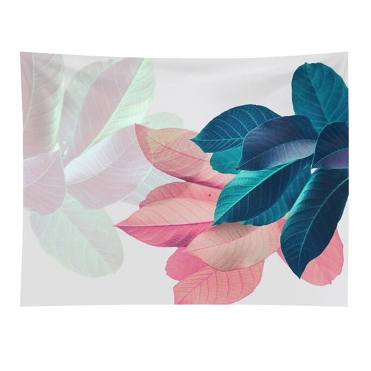 Blue Pink Plant Leaf Tapestry
