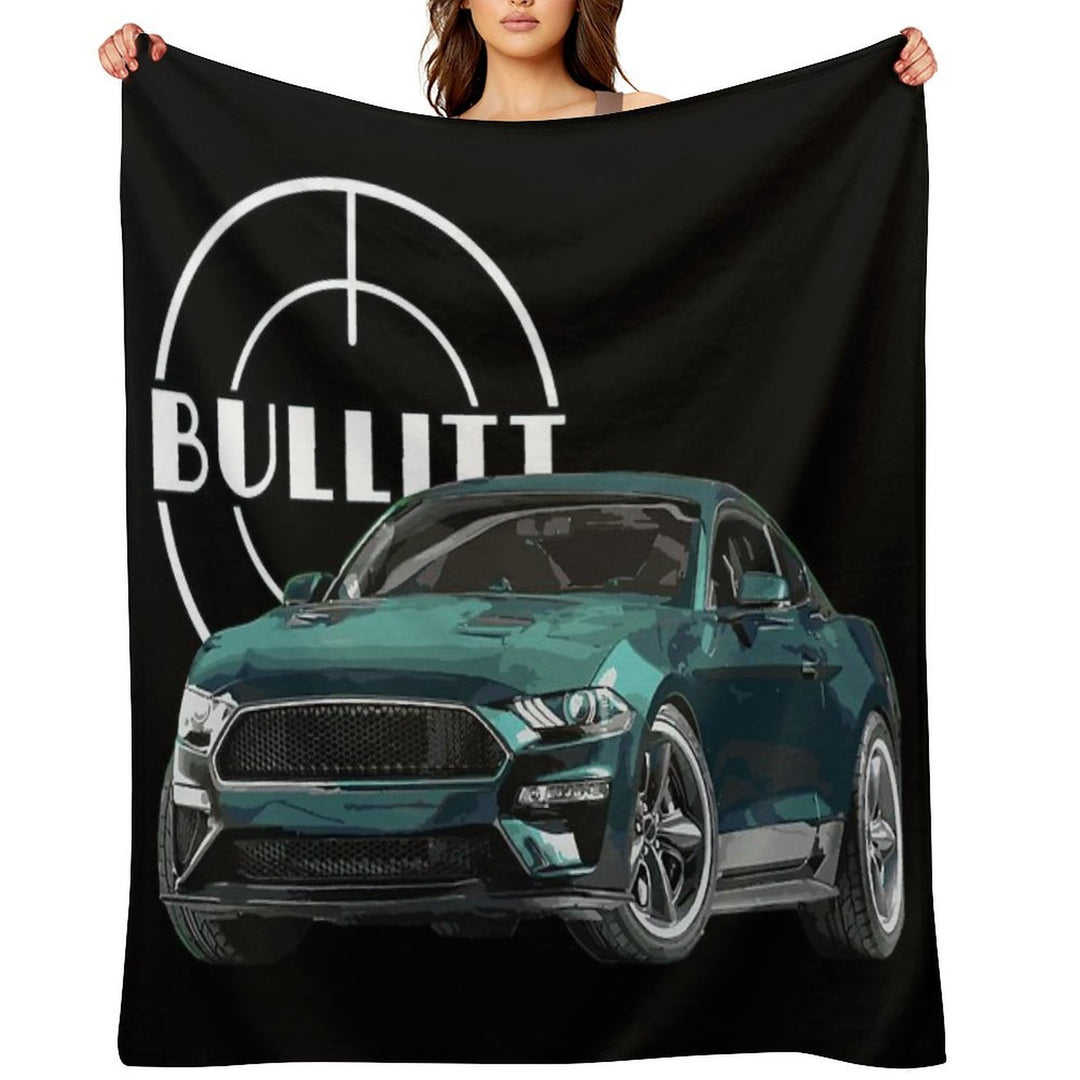 Bullitt Mustang GT 5.0L V8 Classic Steve Mcqueen Muscle Car Travel-friendly Throw Blanket
