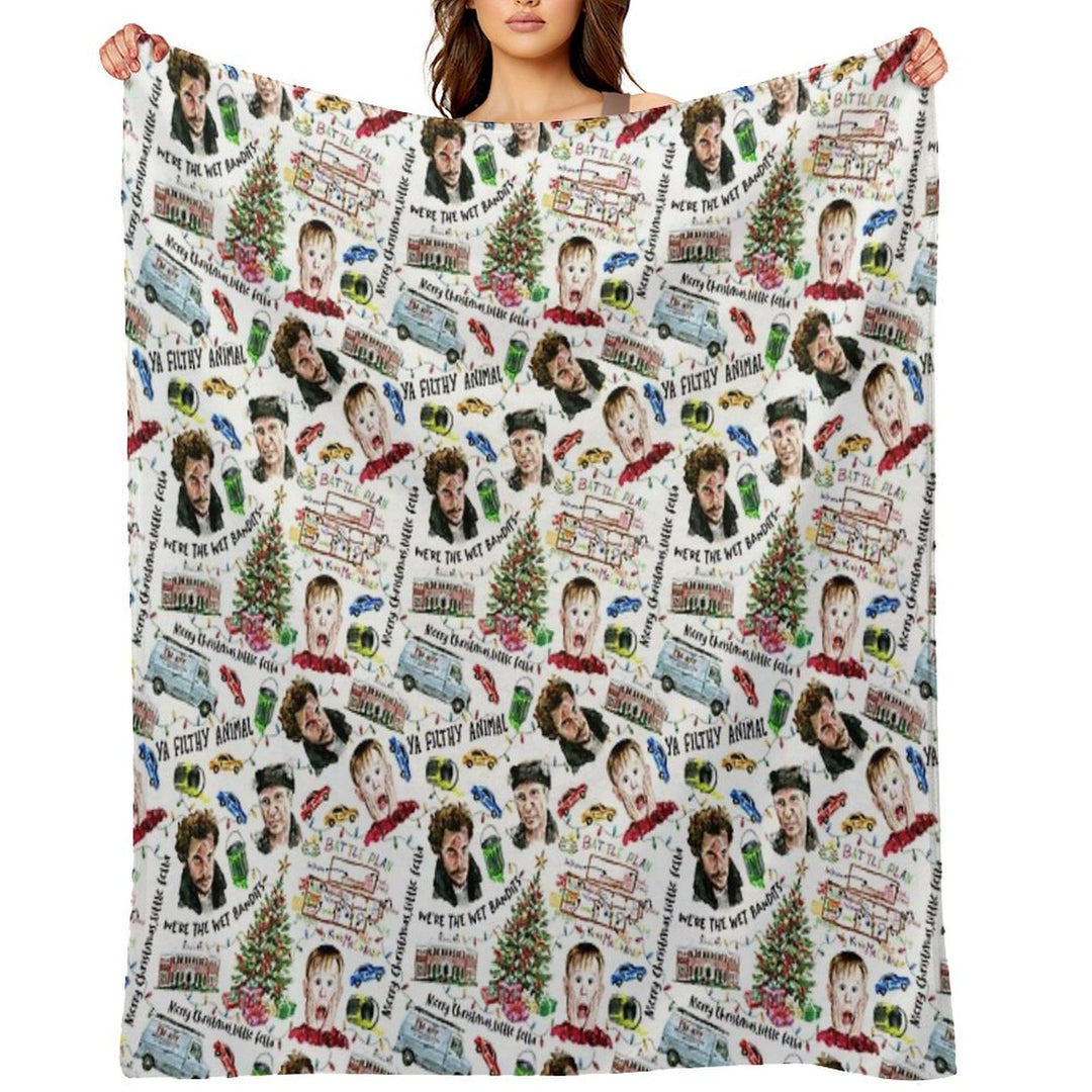 Home Alone Kevin McCallister Christmas Holiday Pattern Plush Throw Blanket