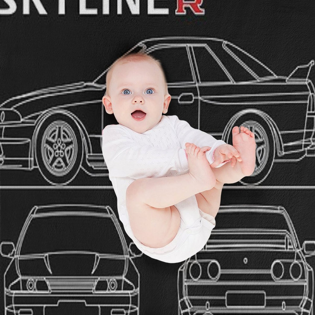 Blueprint of The Skyline R32 Versatility Throw Blanket