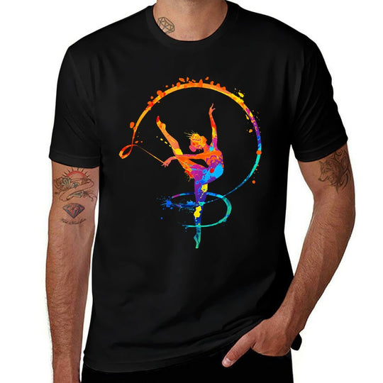 Rhythmic Gymnastics Girl Watercolor Gymnastics Colorful  Durable T-Shirt