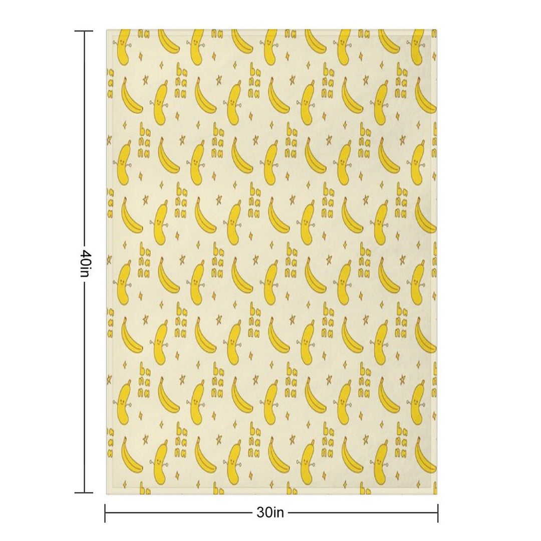 Cute Banana Pattern  Kawaii Fruit Art  Yellow Aesthetic Design Velvety-soft Throw Blanket