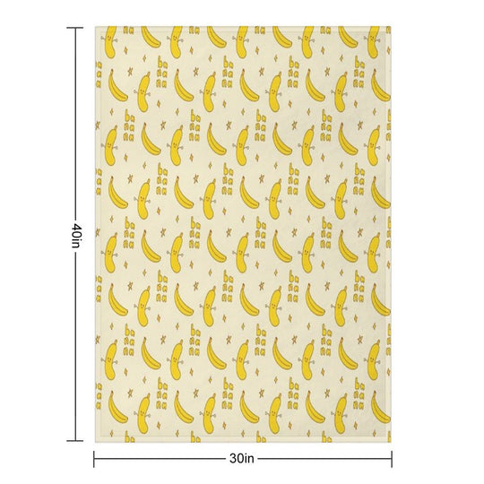 Cute Banana Pattern  Kawaii Fruit Art  Yellow Aesthetic Design Velvety-soft Throw Blanket