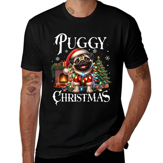 Puggy Christmas Pug Xmas Pug Santa Claus Pug  Vintage-inspired T-Shirt