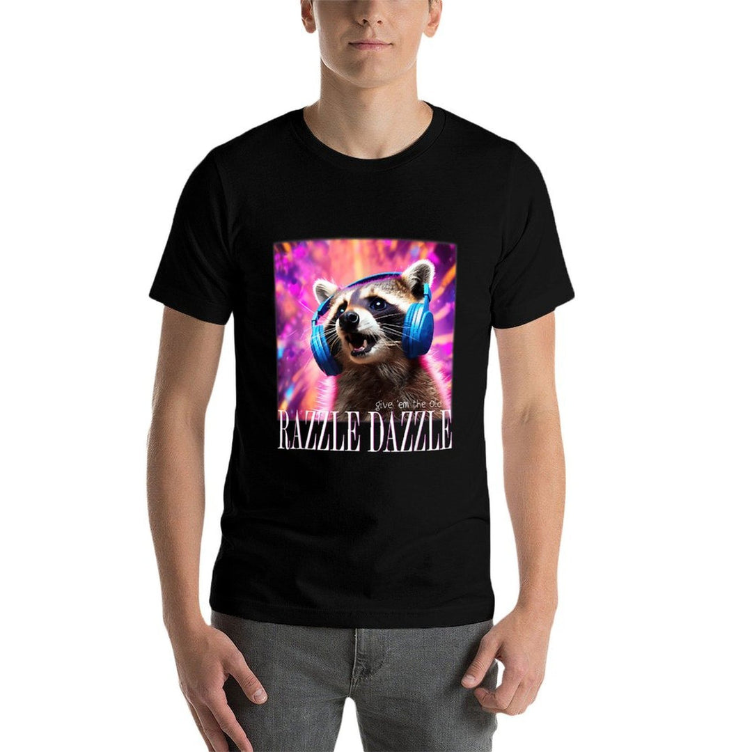 Give Em The Old Razzles Dazzles Retro Y2k 90s Meme Raccoon  Eco-friendly Material T-Shirt