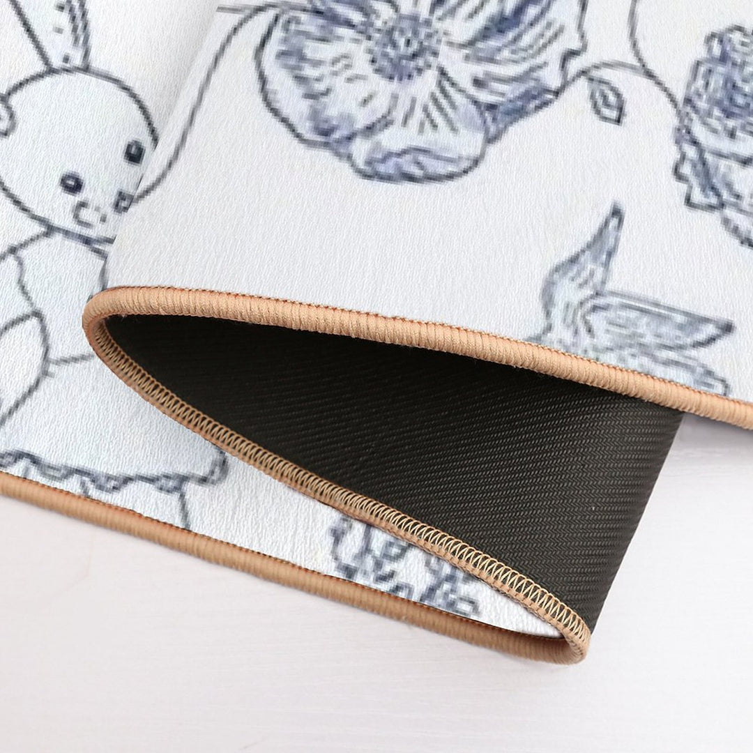 Blue Bunny Toile   Blue Toile   Blue Bunny Toile  Blue Toile Print  Long-Lasting Bath Mat