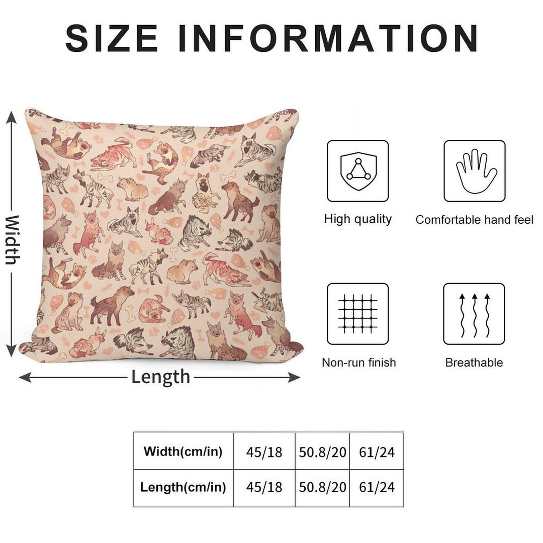 Hyenas in Creamy Orange Soft Easy Maintenance Throw Pillow