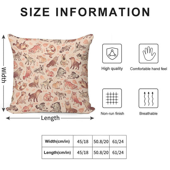 Hyenas in Creamy Orange Soft Easy Maintenance Throw Pillow