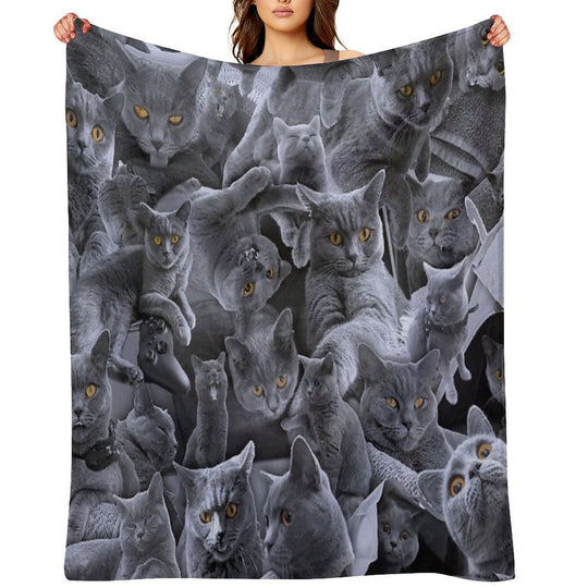 British Shorthair Cat Collage Anti-pilling Throw Blanket
