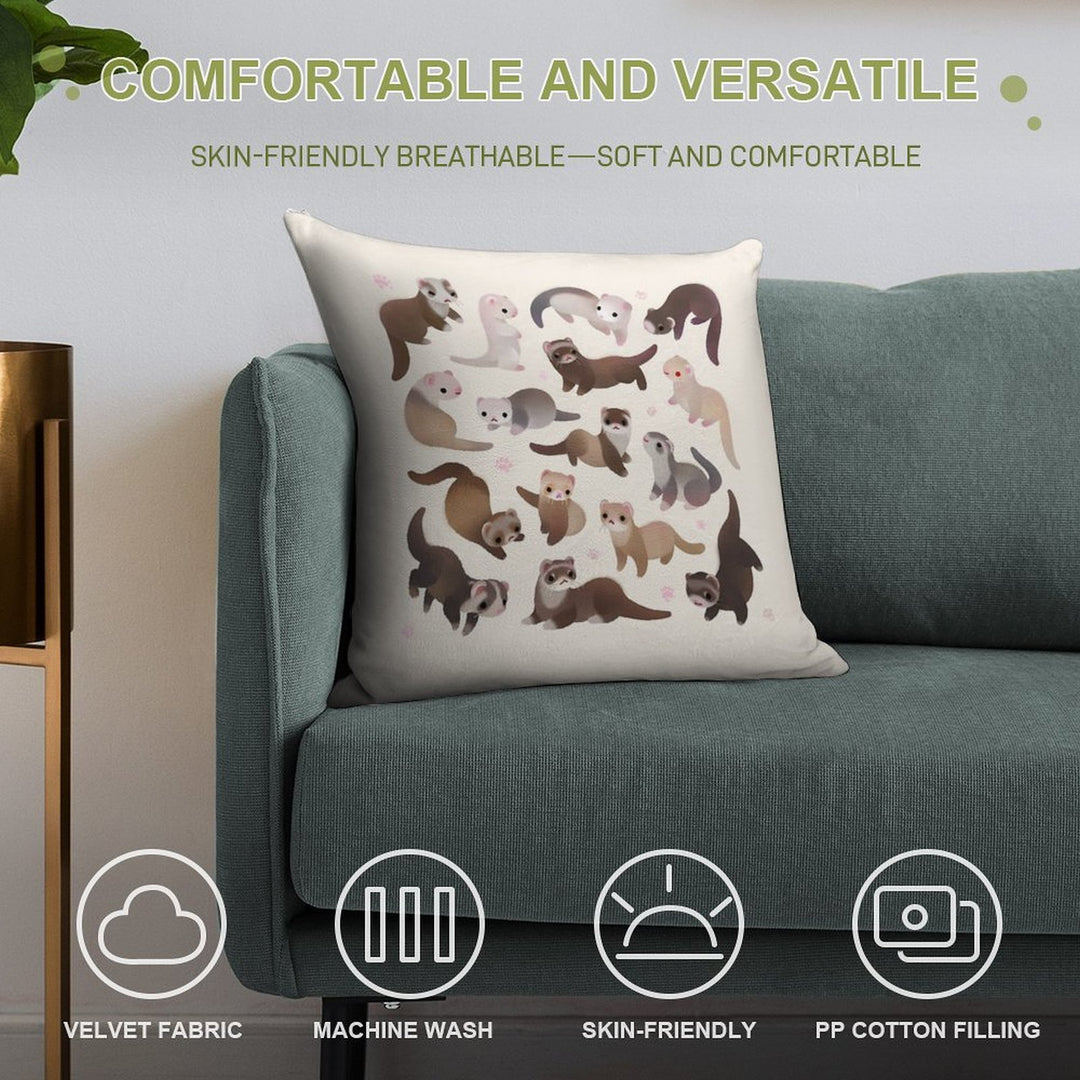 Ferret - Bright Soft Reinforced Edging Throw Pillow