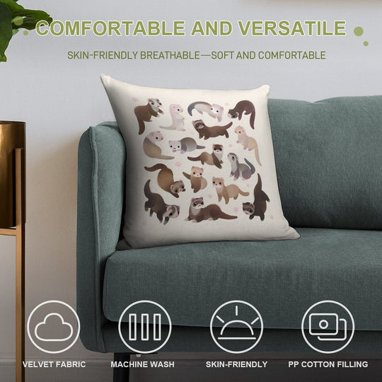 Ferret - Bright Soft Reinforced Edging Throw Pillow