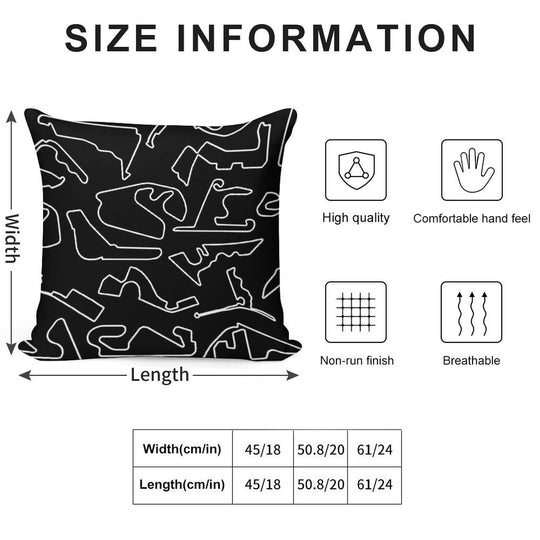 Formula One Circuits Outline - Black Soft Bedroom Essential Throw Pillow