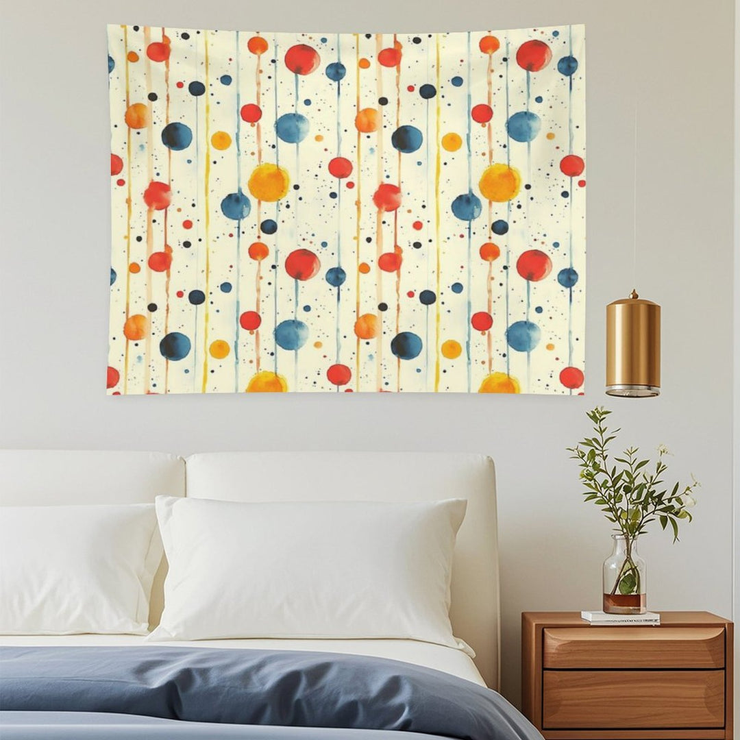 Grunge Watercolor Shapes – Blue, Yellow & Red Pattern Tapestry